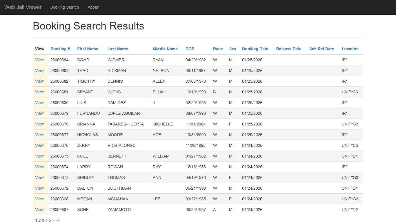 BookingSearchDetail - Web Jail Viewer