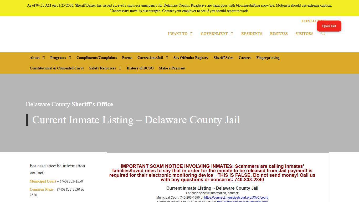 Current Inmate Listing - Delaware County Jail - Sheriff